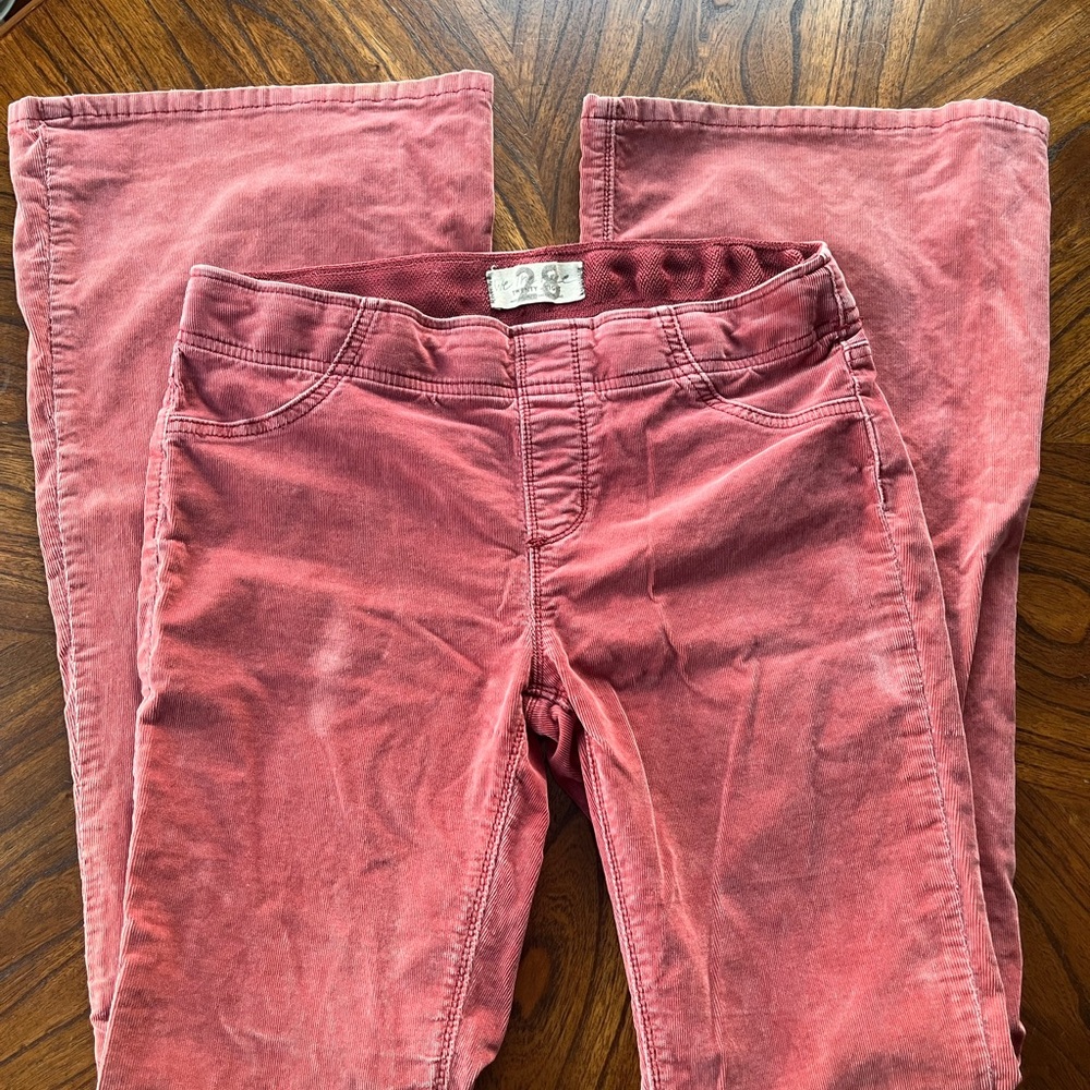 Free People Women's Pink Corduroy Flare Pants